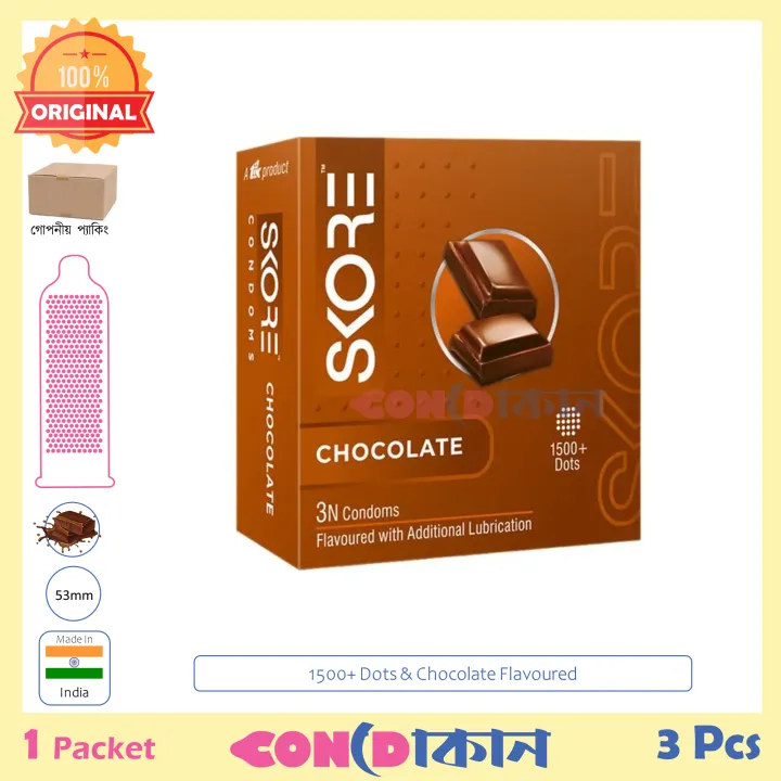 Picture of SKORE 1500+ Dots Chocolate Flavoured Condom Indian 1 Packet (3 Pcs)