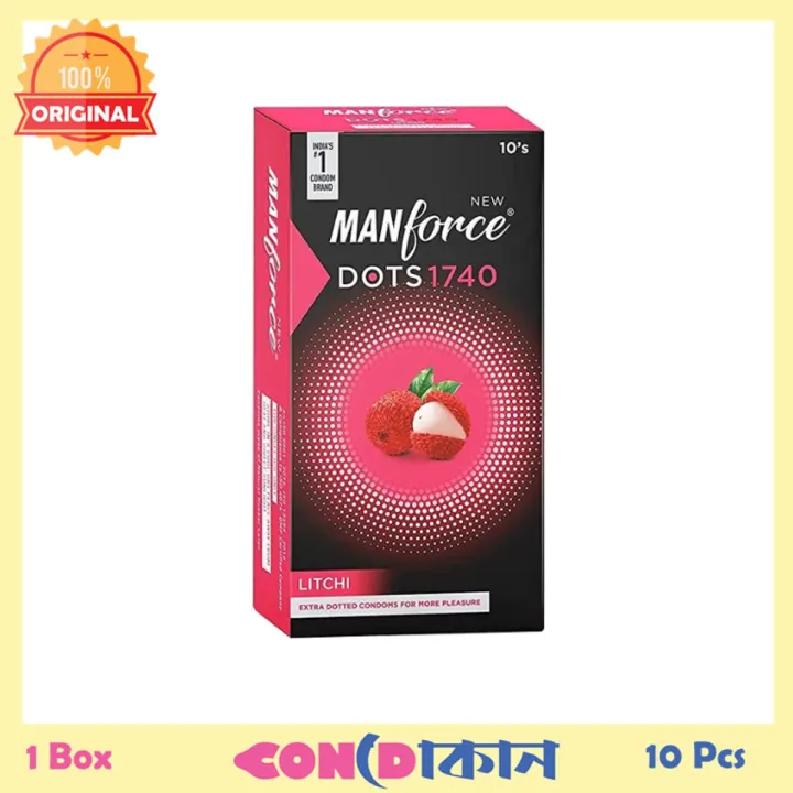 Picture of Manforce 1740 Extra Dotted Litchi Flavored Condom 1 Box (10 Pcs) Indian -Condom