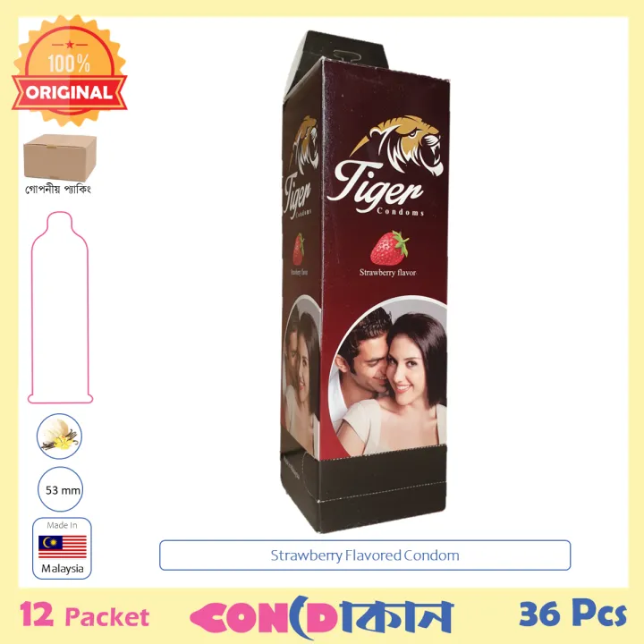 Picture of Tiger Strawberry Flavoured Condom 12 Packet (36 Pcs)