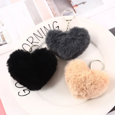 Buy  8CM Fluffy pompom Keychain Gifts for Women Soft Heart Shape Pompon Fake Rabbit Key Chain Ball Car Bag Accessories Key Ring  at Best Price in Bangladesh