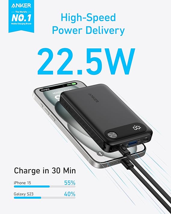 Buy  Anker 22.5W 10000mAh Power Bank with Type-C Cable at Best Price In Bangladesh