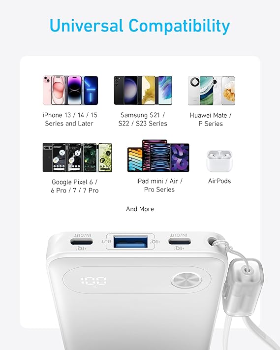 Buy  Anker 22.5W 10000mAh Power Bank with Type-C Cable at Best Price In Bangladesh