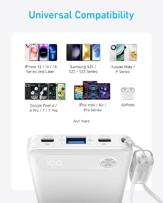 Buy  Anker 22.5W 10000mAh Power Bank with Type-C Cable at Best Price In Bangladesh