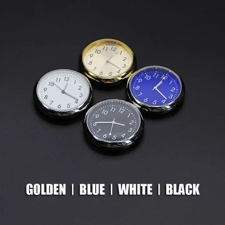 Picture of 1pc Mini Car Clock Luminous Automobiles Internal Stick-On Digital Watch White Black Mechanics Quartz Clocks Auto Ornament 40mm