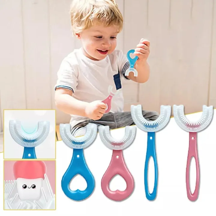 Picture of Baby Toothbrush Children 360 Degree U-shaped Child Toothbrush Teethers Soft Silicone Baby Brush Kids Teeth Oral Care Cleaning