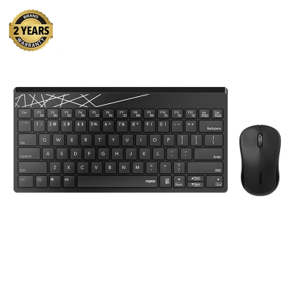 Buy Rapoo 8000S 1600DPI Compact 2.4G Wireless Keyboard Mouse Combo - BLACK  at Best Price In Bangladesh