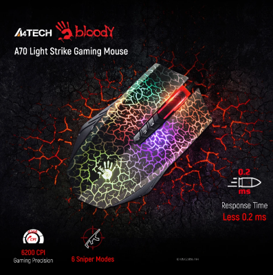 Buy A4TECH Bloody A70 Light Strike Black RGB Gaming Mouse at Best Price In Bangladesh