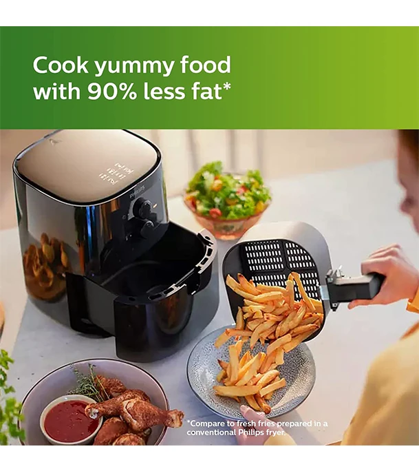 Buy Philips Air Fryer HD9200/90, Uses Up To 90% Less fat, 1400Watt 4.1 Liter, with Rapid Air Technology Black Large Online at Best Price
