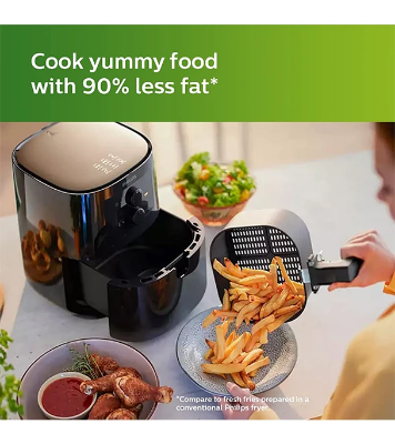 Buy Philips Air Fryer HD9200/90, Uses Up To 90% Less fat, 1400Watt 4.1 Liter, with Rapid Air Technology Black Large Online at Best Price