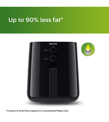 Buy Philips Air Fryer HD9200/90, Uses Up To 90% Less fat, 1400Watt 4.1 Liter, with Rapid Air Technology Black Large Online at Best Price