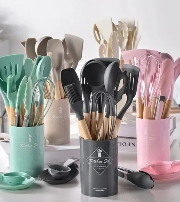 Picture of 12 Pcs Cooking Tools Kitchen Cookware Set Silicone Utensils