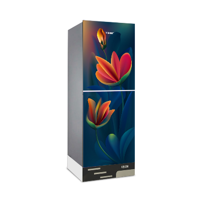 Buy  VISION Glass Door Refrigerator RE-217 Liter Anemone Red Top Mount at Best Price In Bangladesh