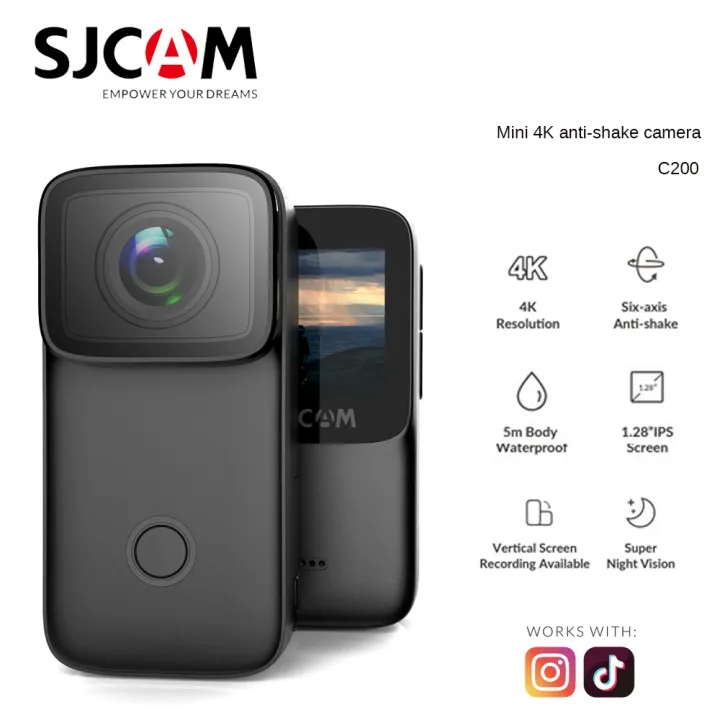 Buy SJCAM SJ C200 4K Mini Vlog Video Camera 5M Body Waterproof Underwater Action Camera   at best price In Bangladesh