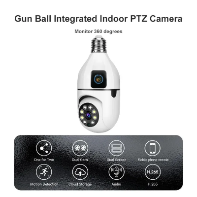 Buy V380 Pro Dual Lens Dual Screen E27 Bulb Camera Two Ways Audio Color Night Vision Smart Home Security Wireless WIFI Indoor Camera   at best price In Bangladesh
