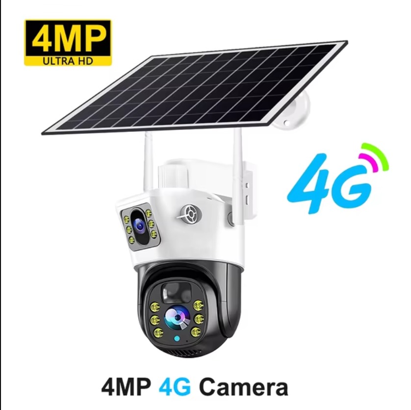 Buy V380 Solar P6A Dual Lens 4G Sim Camera Solar Panel Outdoor Low Powered Cam Color Night Vision PIR Alarm Two Way Audio Solar CCTV IP Camera   at best price In Bangladesh