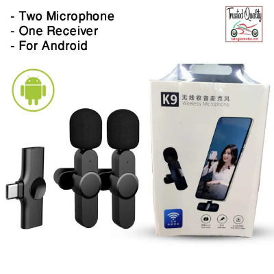 Buy K9 Dual Microphone Wireless Lavalier Microphone for Android Type C   at best price In Bangladesh