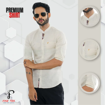 Buy Premium Quality Rawan Fabric Off White Color Casual Band Collar Shirt For Men Collection By Fine Tex Clothing(Casual Band Collar Shirt For Men) at Best Price in Bangladesh