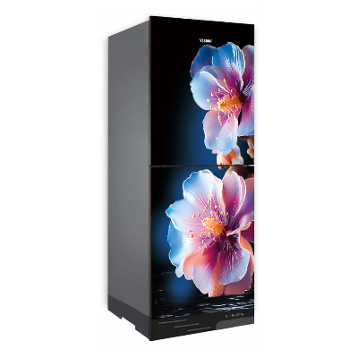 Buy VISION Glass Door Refrigerator RE-216 Liter Hibiscus Flower Bottom Mount at Best Price In Bangladesh