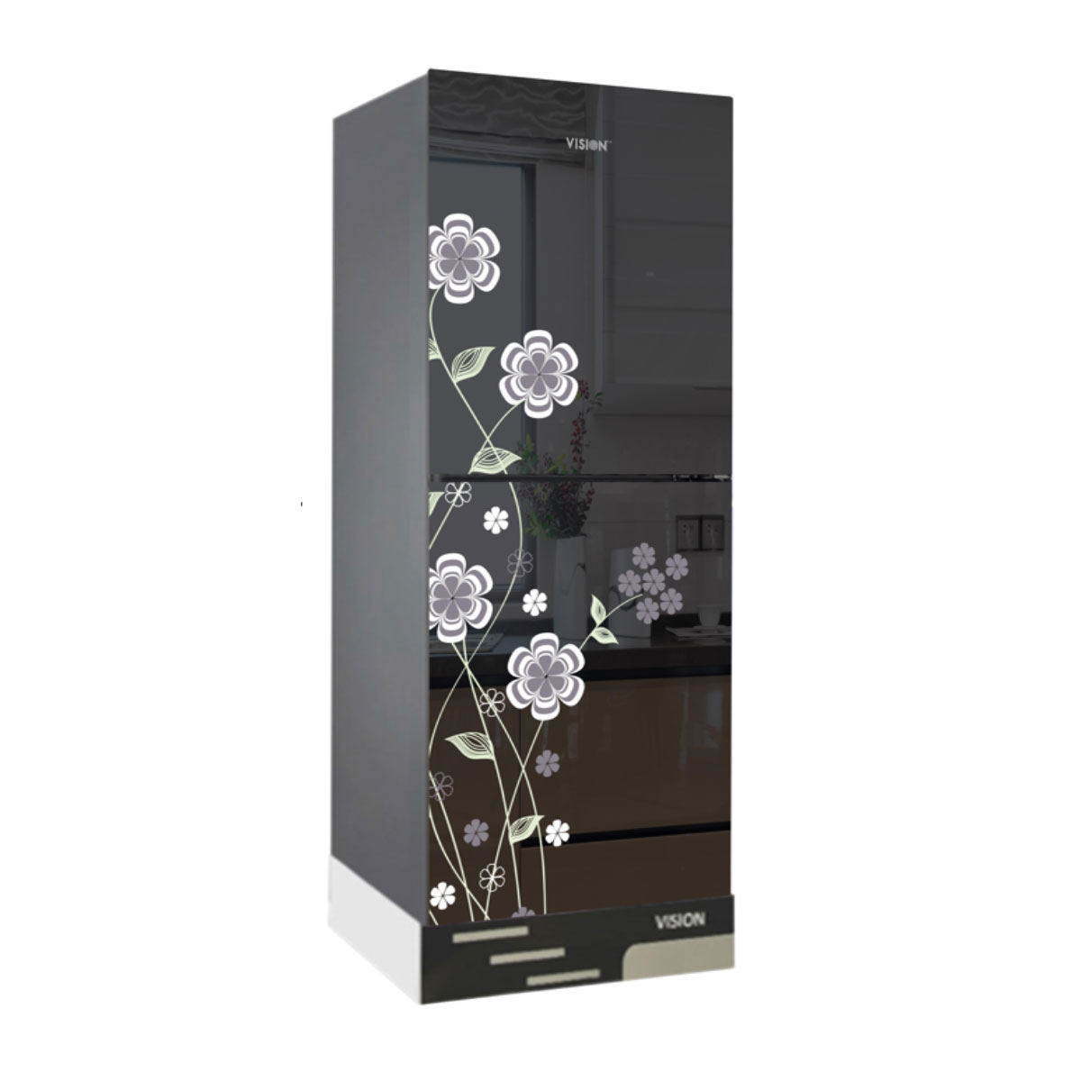 Buy VISION Glass Door Refrigerator RE-240 Liter Mirror White Lilac Top Mount at Best Price in Bangladesh