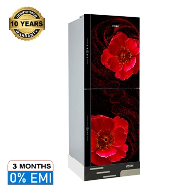 Picture of VISION Glass Door Refrigerator RE-142 Liter Red Flax Top Mount