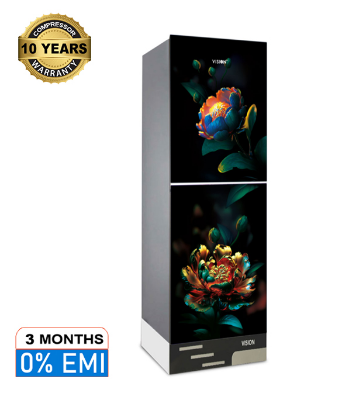 Picture of VISION Glass Door Refrigerator RE-150 Liter Marigold Flower Top Mount