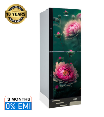 Picture of VISION Glass Door Refrigerator RE-150 Liter Pink Daisy Top Mount