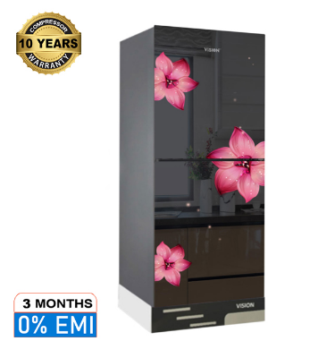 Picture of VISION Glass Door Refrigerator RE-200 Liter Mirror Pink Rain Top Mount
