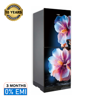Picture of VISION Glass Door Refrigerator RE-216 Liter Hibiscus Flower Bottom Mount