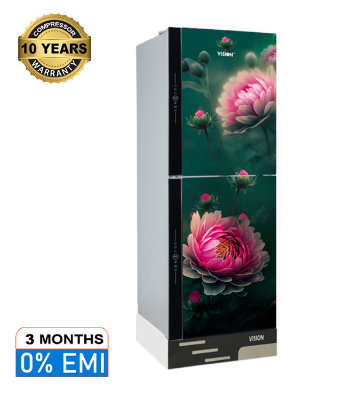 Picture of VISION Glass Door Refrigerator RE-217 Liter Pink Daisy Top Mount