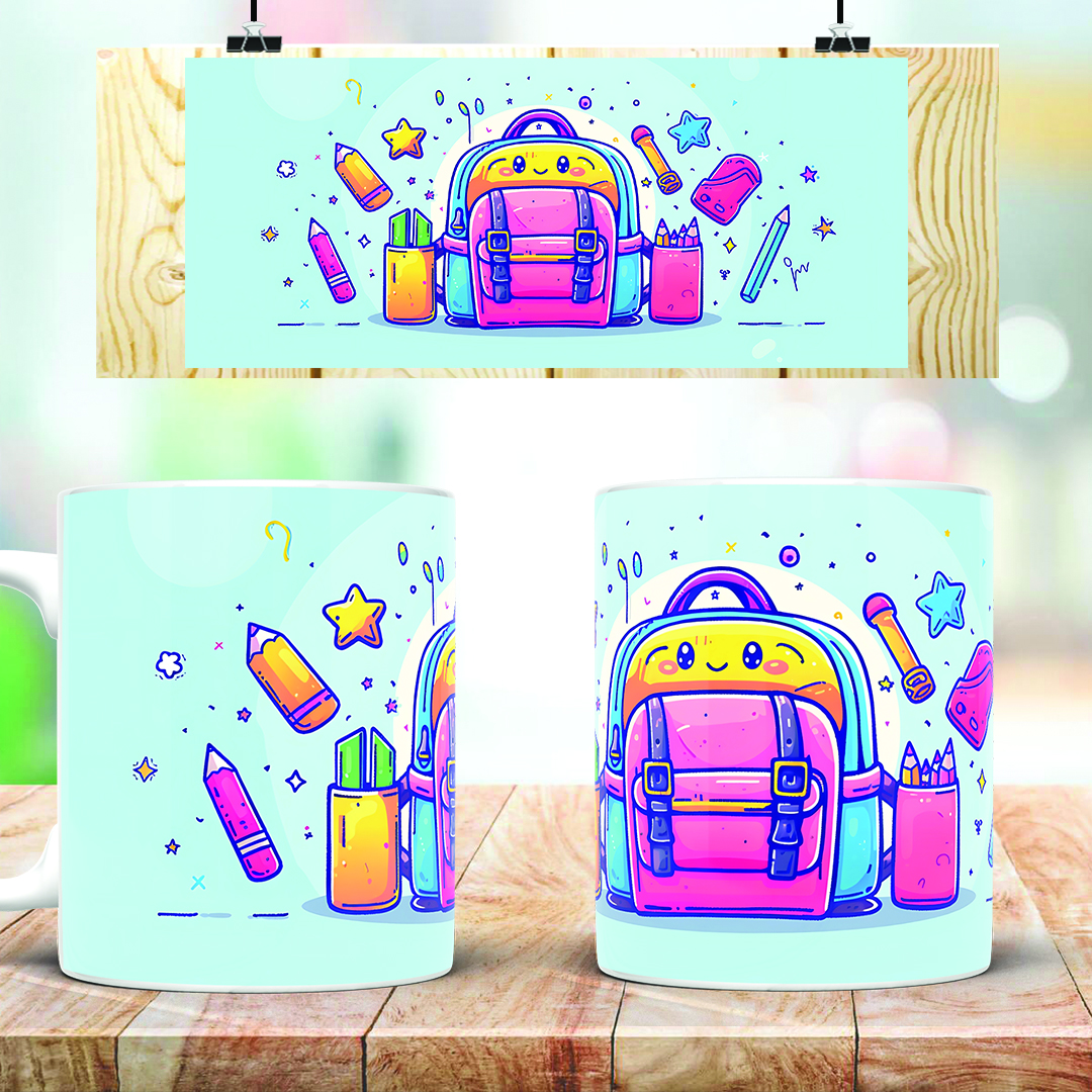 Kids With School Bag Mug, Gift For Kids, Kids Gift, Kids Birthday Gift