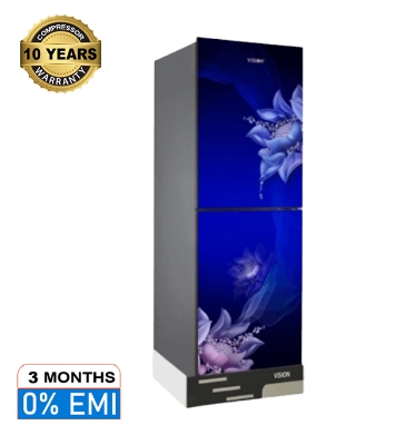 Picture of VISION Glass Door Refrigerator RE-180 Liter Digital Blue Flower Top Mount