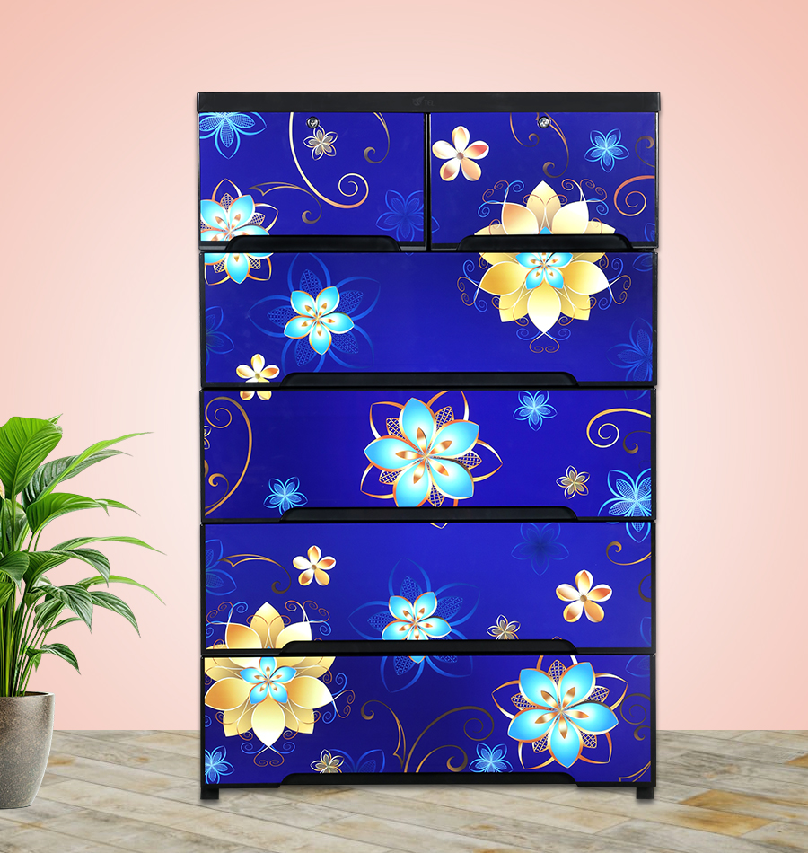 Buy Supreme  Wardrobe (Double-5D)-Sun Flower Black-TEL at Best Price In Bangladesh