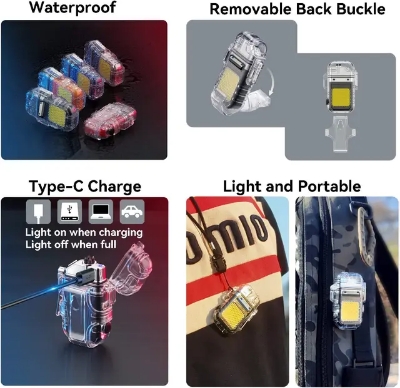 Picture of New Electric Plasma USB Rechargable Outdoor Camping Flameless Lighter With Flash Light