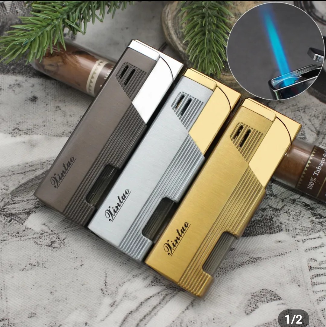 Picture of Creative Visual Air Chamber Direct Injection Metal Plating Butane Windproof Cigarete Gas Lighter