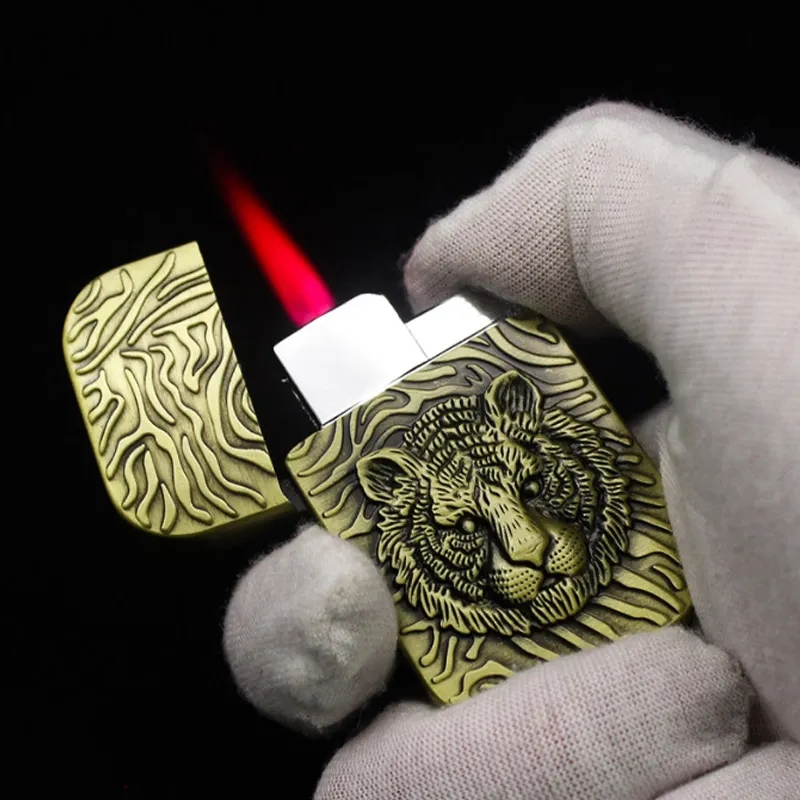 Picture of Highly Vital - Metal Body Square Tiger Design Jet Flame Hitter Butane Windproof Cigarete Gas Lighter - Motors - Modern and Trendy