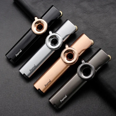 Picture of Aomai long Stip Electroplated Metal Lockable Flame Grinding Wheel Cigarete Gas Lighter