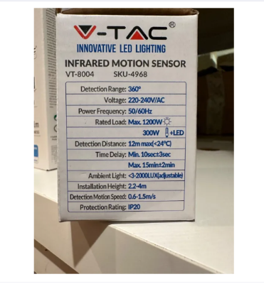 Buy Pir infrared motion sensor celling mounted, V-TAC Infrared Motion Sensor, White, 360° at Best Prices in Bangladesh