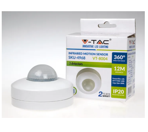 Buy Pir infrared motion sensor celling mounted, V-TAC Infrared Motion Sensor, White, 360° at Best Prices in Bangladesh