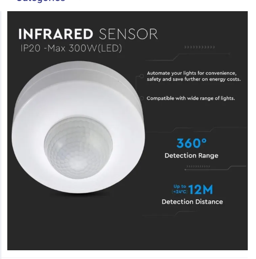 Buy Pir infrared motion sensor celling mounted, V-TAC Infrared Motion Sensor, White, 360° at Best Prices in Bangladesh