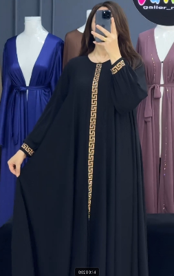 Picture of Abaya Borka (Mithila Ston) Work (With Free Hijab) Dubai Cherry Stylish Party Borka Fashion Collection Fashionable Khimar Lycra Borka For Women