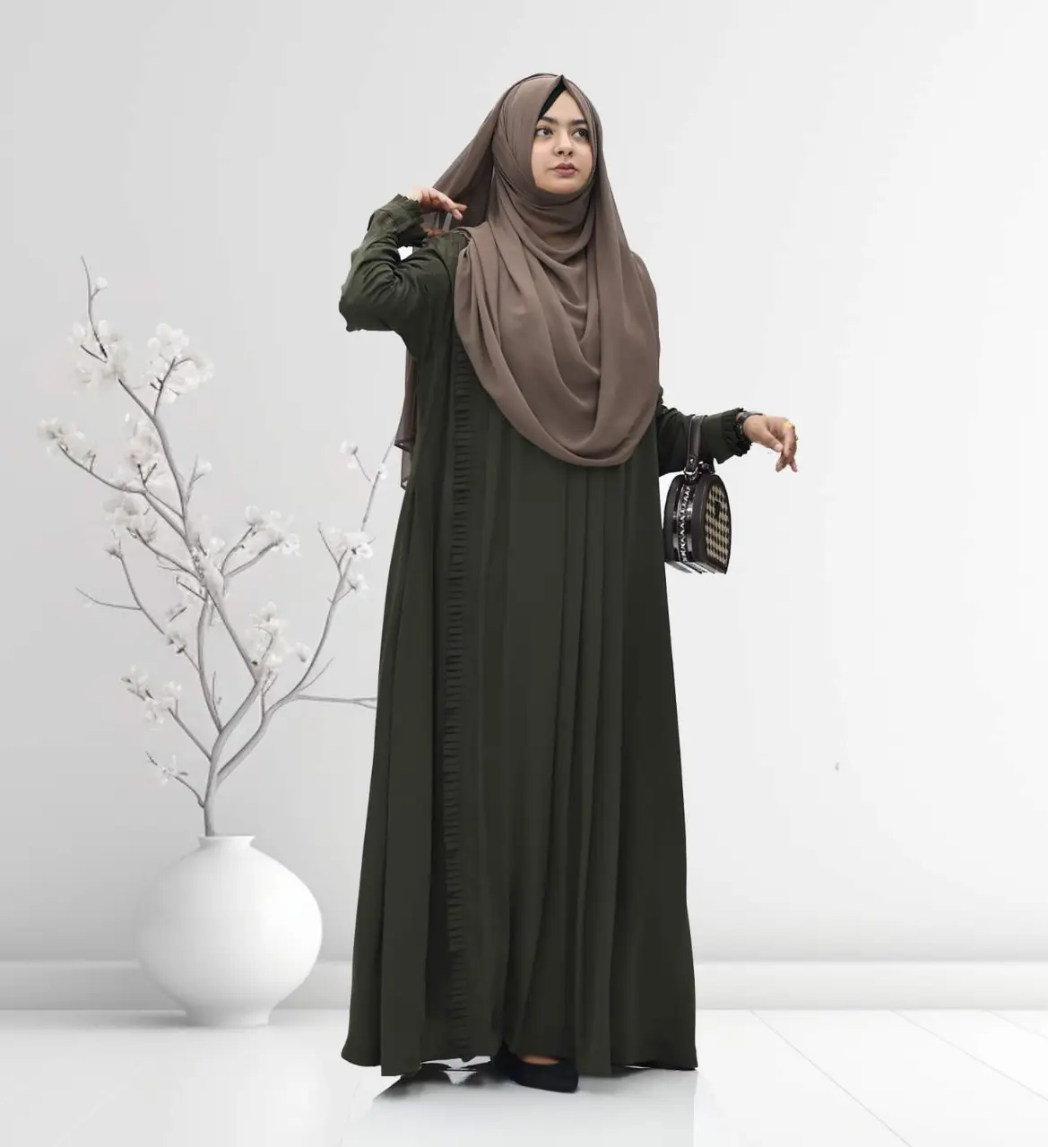 Picture of Abaya Borka (Side Kuchi Borka) (No Hijab) Dubai Cherry Stylish Party Borka Fashion Collection Fashionable Khimar Lycra Borka For Women