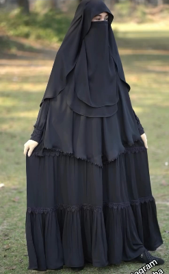 Picture of Abaya Borka (Tasnim Borka) (With Hijab Niqab Ful Set) Dubai Cherry Stylish Party Borka Fashion Collection Fashionable Khimar Lycra Borka For Women