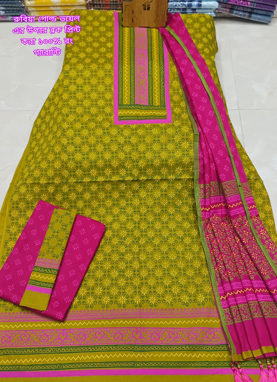 Picture of Premium Quality (Vip Block) Orbindu Cotton Block Printed Cotton Unstitched Three Piece For Women