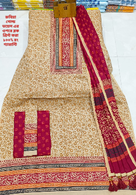 Picture of Premium Quality (Vip Block) Orbindu Cotton Block Printed Cotton Unstitched Three Piece For Women