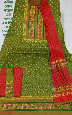 Picture of Premium Quality (Vip Block) Orbindu Cotton Block Printed Cotton Unstitched Three Piece For Women