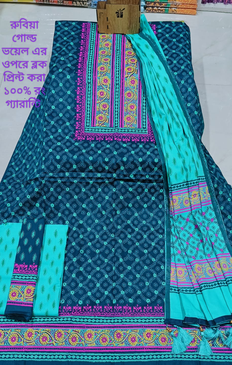 Picture of Premium Quality (Vip Block) Orbindu Cotton Block Printed Cotton Unstitched Three Piece For Women