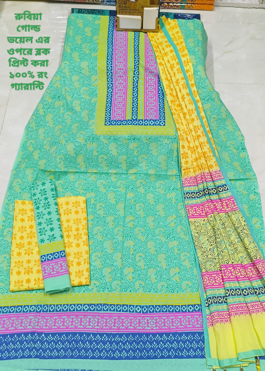 Picture of Premium Quality (Vip Block) Orbindu Cotton Block Printed Cotton Unstitched Three Piece For Women