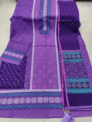 Picture of Premium Quality (Vip Block) Orbindu Cotton Block Printed Cotton Unstitched Three Piece For Women