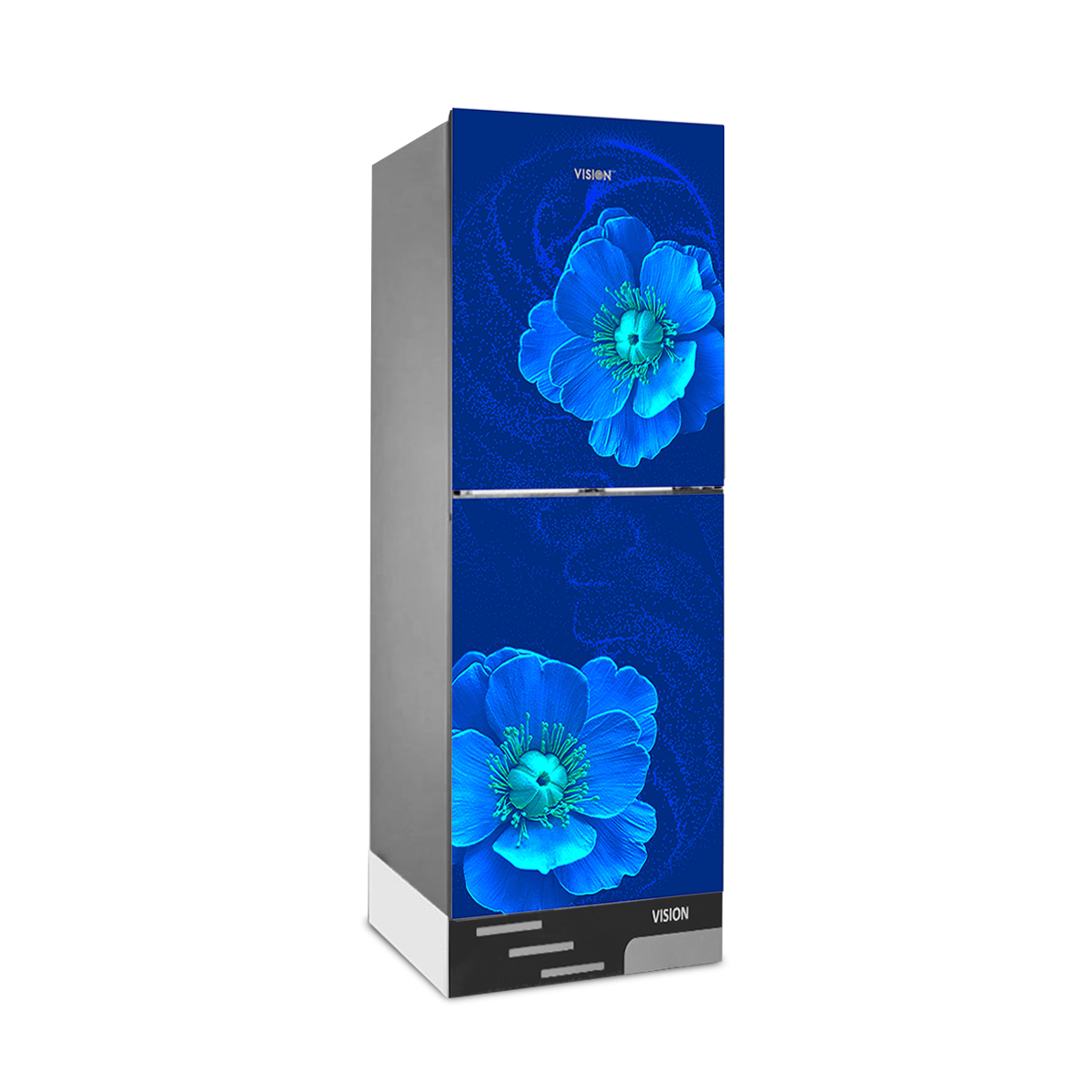 Buy VISION Glass Door Refrigerator RE-160 Liter Blue Flax Flower Bottom Mount at Best Price in Bangladesh