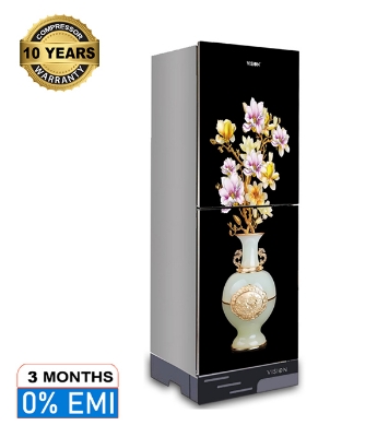 Buy VISION Glass Door Refrigerator RE-150 Liter Vase G Magnolia Flower Top Mount at Best Price in Bangladesh	
